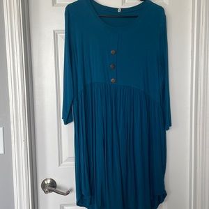 Bees on River teal knee length casual dress